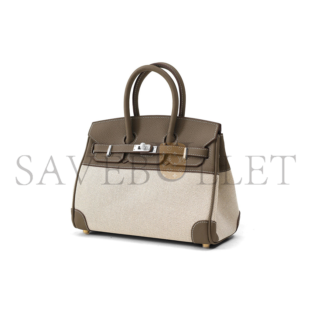 HERMÈS MASTER BIRKIN 30 SWIFT CANVAS ELEPHANT GREY SILVER BUCKLE H082686CKAD (30*23*15cm)